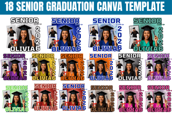 18 Senior Graduate 2026 Canva Template for Personalized Apparel