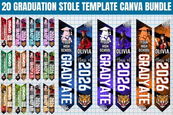 20 Graduation Stole Canva Template: A Design Asset for Celebratory Branding