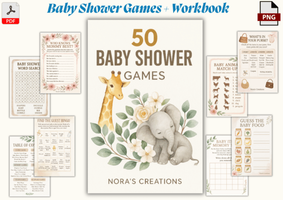 🌸 48 Baby Shower Games Bundle: A Design Asset for Memorable Events