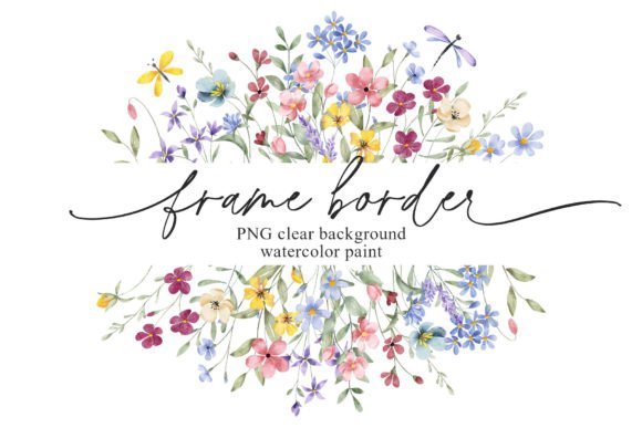 Flowers Frame Border Banner, Drawing PNG