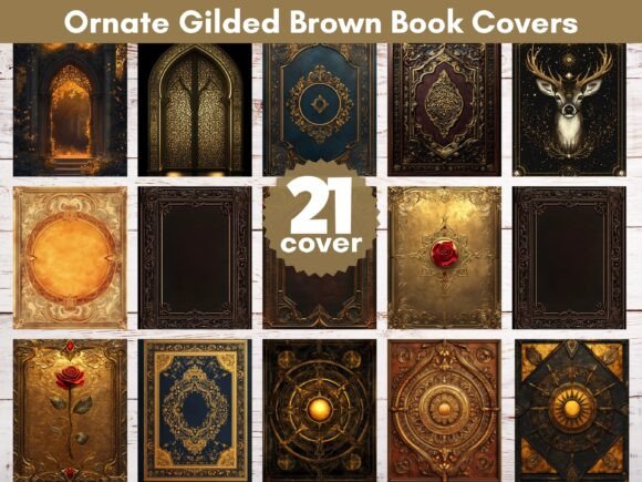 Ornate Gilded Brown Book Covers for Premium Design