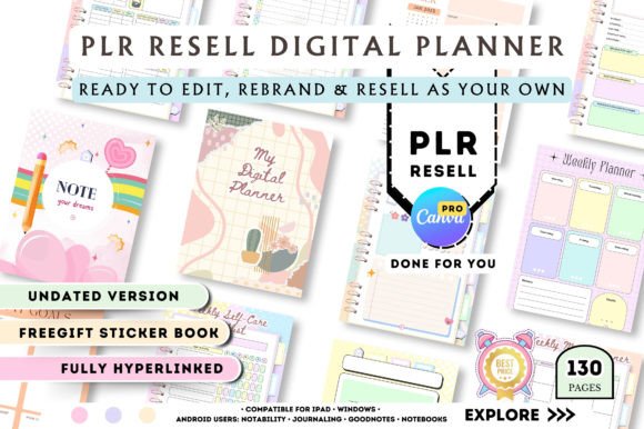 PLR Resell Canva Undated Digital Planner for Passive Income