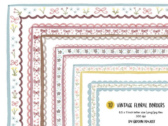 Vintage Floral Border Watercolor PNG: A Soft Touch for Designers
