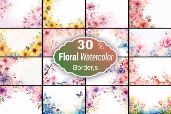 Watercolor Flower Border Background for Creative Projects