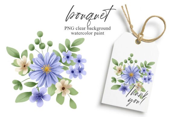 Watercolor Flowers Clipart Bouquet PNG for Design Projects