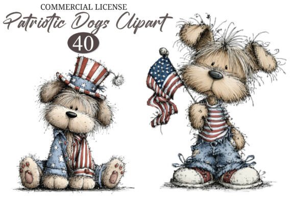 Whimsical Patriotic Dogs Clipart: Playful Designs for Creative Projects